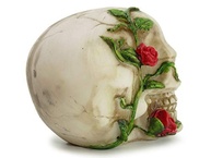 Crânio Caveira com Rosas na Boca - Decoração Temática em Resina Realista - imagem 4