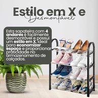 Sapateira Organizadora Portátil - 8 Pares, 4 Prateleiras, Design Moderno e Resistente - imagem 4