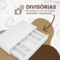 Gaveta Suspensa para Penteadeira com Divisória em MDF Resistente 15mm Branco – Organize seu Espaço com Estilo - imagem 4