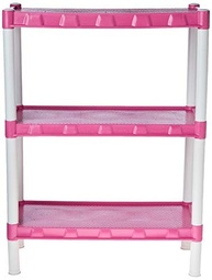 Estante Modular Rosa 3 Prateleiras - Design Moderno e Resistente com Suportes Brancos - imagem 4