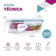 House Organizer Kit - 6 Potes de Vidro Retangular com Tampa Hermética 640ml - Cor Azul - imagem 3