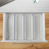 Acrimet Organizador Modular para Gavetas e Armários - 4 Potes Retangulares Grandes em Plástico Transparente - imagem 5