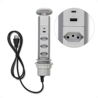 Torre de Tomada Retrátil Bivolt com USB-A e USB-C - 3 Tomadas 20A para Embutir - imagem 2