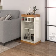 Aparador Bar Retrô com Adega para 4 Garrafas em MDF – Bandeja Astúrias Offwhite/Cedro - imagem 5