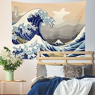 Tapeçaria Japonesa de Ondas Retro - 203x152cm - Estilo Kanagawa para Decoração de Quarto - imagem 4