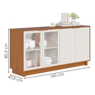Buffet Vitória Colibri Móveis – 4 Portas, 2 Prateleiras, Design Retrô em Freijó e Off White - imagem 4