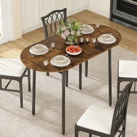 Mesa de Jantar Dobrável Oval com Laterais Ajustáveis - Design Industrial Retro para Espaços Pequenos - imagem 2