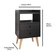 Conjunto Mesa de Cabeceira Retro com 2 Gavetas - Design Moderno e Funcional para seu Quarto - imagem 4