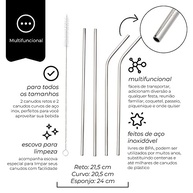 Conjunto de 4 Canudos Reutilizáveis de Aço Inoxidável com Escova - Mimo Style - imagem 3