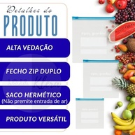 Saco Hemético 14 Unidades Tamanho Médio - Zip Reutilizável para Congelar e Organizar Alimentos - imagem 5