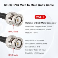 Cabo BNC MOOKEERF RG58 25FT: Conexão RF de Baixa Perda para Antenas, Rádios e Mais - imagem 3