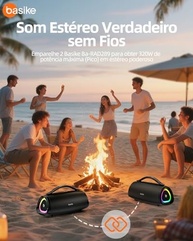 Caixa de Som Bluetooth Basike 100W RMS: Som Potente, RGB e Resistente à Água - imagem 4
