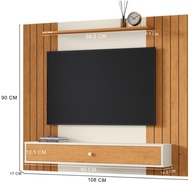 Painel Ripado para TV 43 Polegadas Berlim com Gaveta – Design Moderno Off White - imagem 3