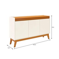 Buffet Aparador 3 Portas Ripado Astúrias 136cm - Design Moderno com Pés em Madeira Maciça - imagem 3