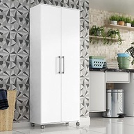 Armário de Lavanderia Manuela 2 Portas com Rodinhas 1,80m - Branco Moderno - imagem 2