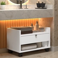Armário de Banheiro Gabinete Prisma com Gaveta, Nicho e Rodinhas – Design Moderno e Funcionalidade - imagem 3
