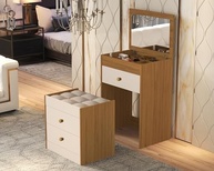 Penteadeira Olivia 3 Gavetas com Banqueta Embutida e Rodízios – Design Moderno e Funcionalidade Completa - imagem 2
