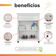 Armário Balcão Multiuso com 2 Portas e 1 Gaveta com Rodízios - Design Moderno e Versátil em Branco - imagem 5