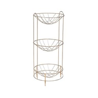 Fruteira Tripla Redonda com Rodízios 30cm Rosé Gold - Design Moderno e Funcional - imagem 4