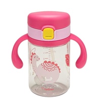 Copo de Treinamento com Canudo e Alça Dino 240ml - Rosa | Transição Saudável para Bebês - imagem 1