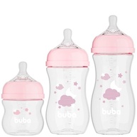 Kit 3 Mamadeiras Easy Flow Nuvem Rosa 120/270/330ml - Sistema Anticólico Buba - imagem 5