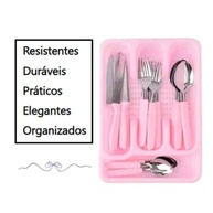 Conjunto de Talheres Rosa 25 Peças com Organizador - Jogo de Talheres Elegante e Durável - imagem 5