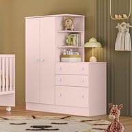 Guarda-Roupa com Cômoda Doce Sonho Rosa - Design Encantador para Quarto Infantil - imagem 1