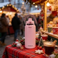 Garrafa Térmica Rosa 1000ml - Aço Inox com Isolamento Térmico Quente e Frio - imagem 2