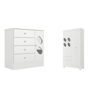Quarto Infantil Completo com Guarda-Roupa e Cômoda Stella Branco - Design Moderno e Funcional - imagem 3