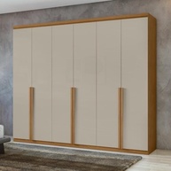 Guarda-Roupa 6 Portas 4 Gavetas em MDF Alonzo Amêndoa Clean/Off White - Design Moderno e Funcionalidade Completa - imagem 2