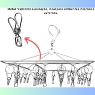 Varal de Aço Inox Suspenso para Roupas Íntimas - 40 Prendedores | Ideal para Apartamentos e Lavanderias - imagem 5