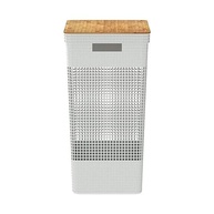 Cesto de Roupas com Tampa de Bambu 49L Branco Oceano - Organize com Estilo e Sustentabilidade - imagem 5