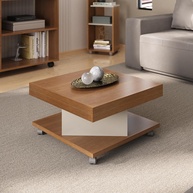 Mesa de Centro com Rodízios SAARA Cinamomo/Off White – Design Moderno e Funcionalidade - imagem 1