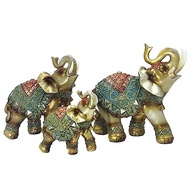 Conjunto de 3 Elefantes Decorativos em Resina - Simbolismo de Sabedoria e Sorte - imagem 4