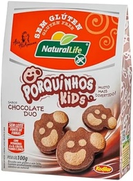 Porquinhos Kids Natural Life - Sabor Chocolate Duo - Sem Glúten - 100g - imagem 1