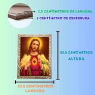 Quadro Decorativo Sagrado Coração de Jesus - Dourado A3 | Arte Religiosa Elegante para Sua Casa - imagem 3