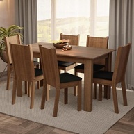 Conjunto de Sala de Jantar Analu Madesa - Mesa com Tampo de Madeira e 6 Cadeiras Rustic/Preto - imagem 2