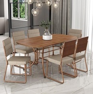 Conjunto de Sala de Jantar com Mesa e 6 Cadeiras Fênix Rosê – Estilo Moderno e Conforto - imagem 2