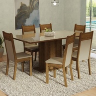 Conjunto de Jantar com Mesa de Vidro e 6 Cadeiras - Design Moderno e Conforto para sua Sala - imagem 1