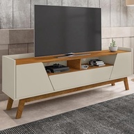 Rack Sala Florença para TV até 70" | Design Moderno em Madeira Off White com Pés Naturais - imagem 2