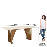 Conjunto Sala de Jantar Milena - Mesa com Tampo MDF/Vidro + 6 Cadeiras em Off White e Linho - imagem 3