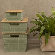 Oikos - Caixa Organizadora 18L com Tampa de Bambu Verde Sálvia - Design Elegante e Funcionalidade Inteligente - imagem 3