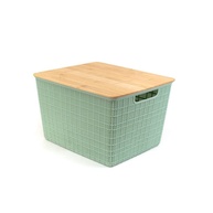Oikos - Caixa Organizadora 18L com Tampa de Bambu Verde Sálvia - Design Elegante e Funcionalidade Inteligente - imagem 1