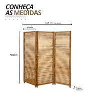 Biombo Decorativo de Madeira 3 Folhas Sanfonado Natural - Maju Madeiral - imagem 3