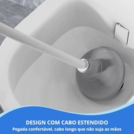 Kit de Limpeza 3 em 1 para Vaso Sanitário com Escova Flexível, Desentupidor e Suporte com Retenção de Água - imagem 5