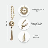 Terço Dezena Divino Espírito Santo para Carro, Bolsa e Oratório - Pérola Amora com Strass - imagem 3