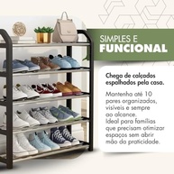 Sapateira Vertical Luxo 5 Andares - Organizador Moderno em Aço Inox para Até 10 Pares - imagem 4