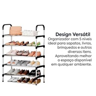 Sapateira Organizadora 5 Andares com Prateleiras Multiuso - Estante Moderna para Sapatos, Livros e Acessórios - imagem 3