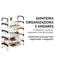 Sapateira Organizadora 5 Andares com Prateleiras Multiuso - Estante Moderna para Sapatos, Livros e Acessórios - imagem 2