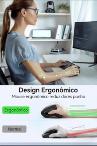 Mouse Vertical Ergonômico Bluetooth 2.4G Sem Fio 1600 DPI - Conforto e Saúde para Seus Pulsos - imagem 4